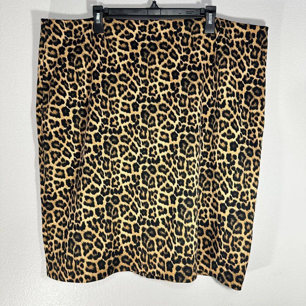 MICHAEL Michael Kors Leopard Pattern Skirt Womens Plus Size 24 W Animal Print BG